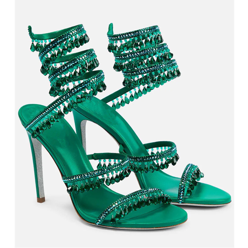 Sexy Green Crystal Fringe Stil - Women'S Shoes Peep Toe ulasan dan harga