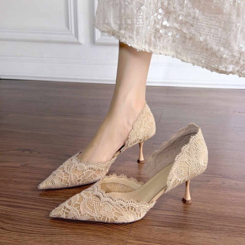 Lace Pointed Toe High Heels Wo - Women Shoes Heels ulasan dan harga