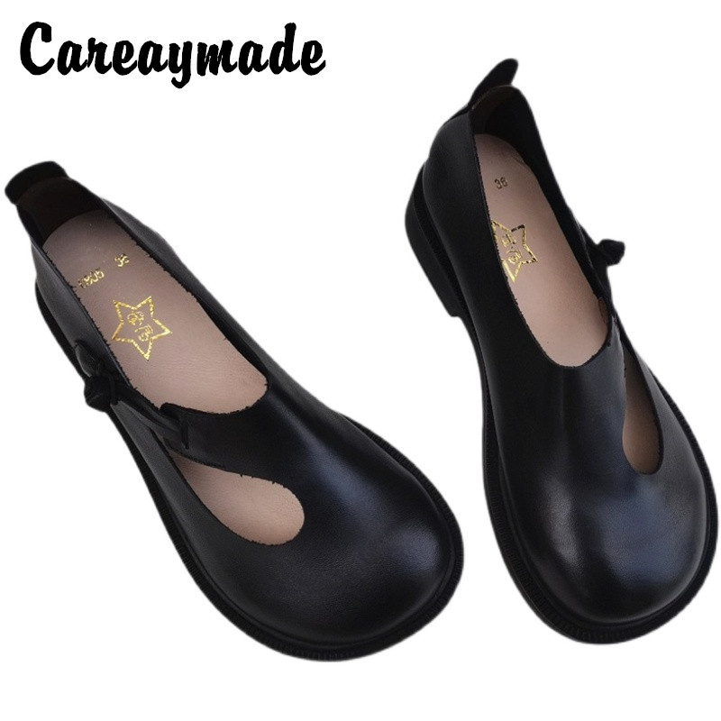 Careaymade-Genuine Leather Big - Women Shoes Heels ulasan dan harga