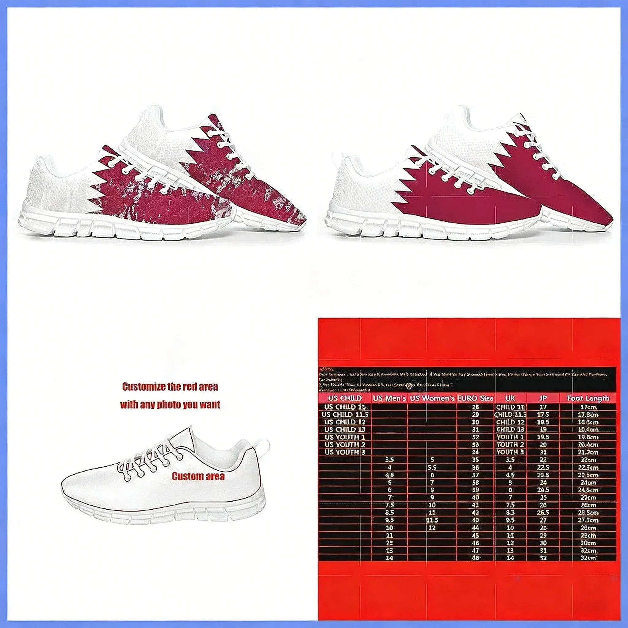 Qatar Flag Sports Shoes, Custo - Women Shoes Qatar ulasan dan harga