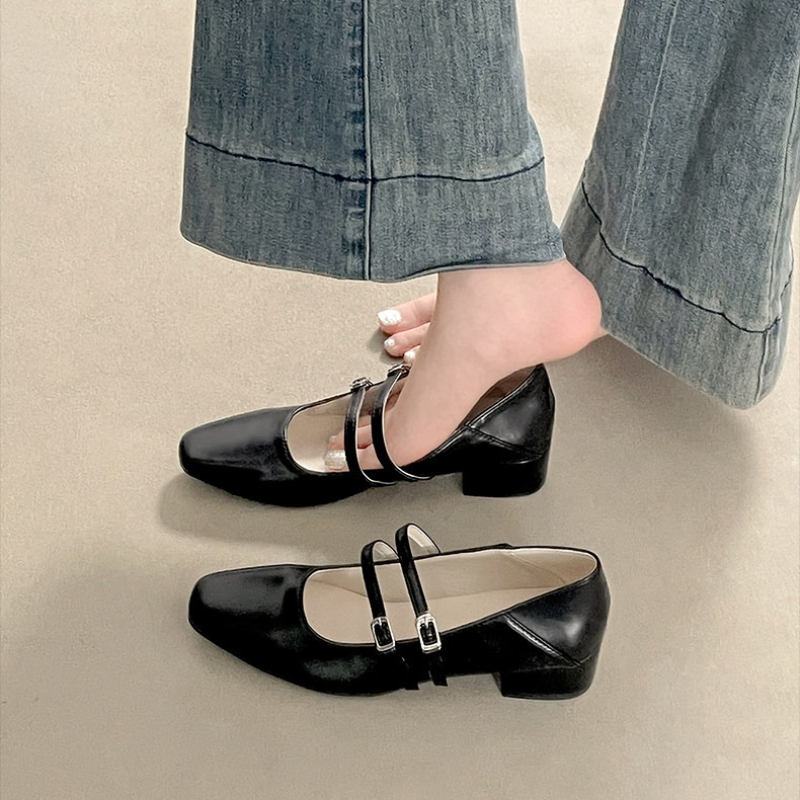 Square Toe Low Heel Women Silv - Women Shoes Heels ulasan dan harga